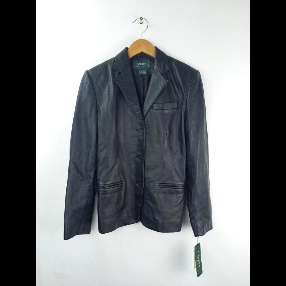 [SOLD] NWT VTG LAUREN RALPH LAUREN Sz 4 Leather Blazer Jacket Deadstock